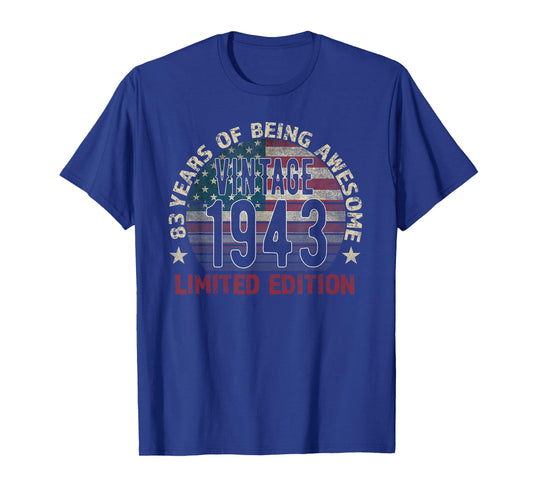 83th Birthday Gift Men Vintage Born 1943 Turning 83 Year Old T-Shirt