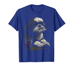 Shih Tzu Smoking Cigarette Whisky Lover Funny Dog T-Shirt
