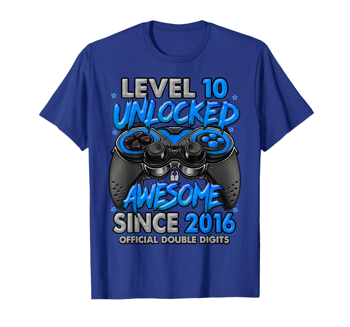 Level 10 Unlocked Awesome Since 2016 10th Birthday Gaming T-Shirt