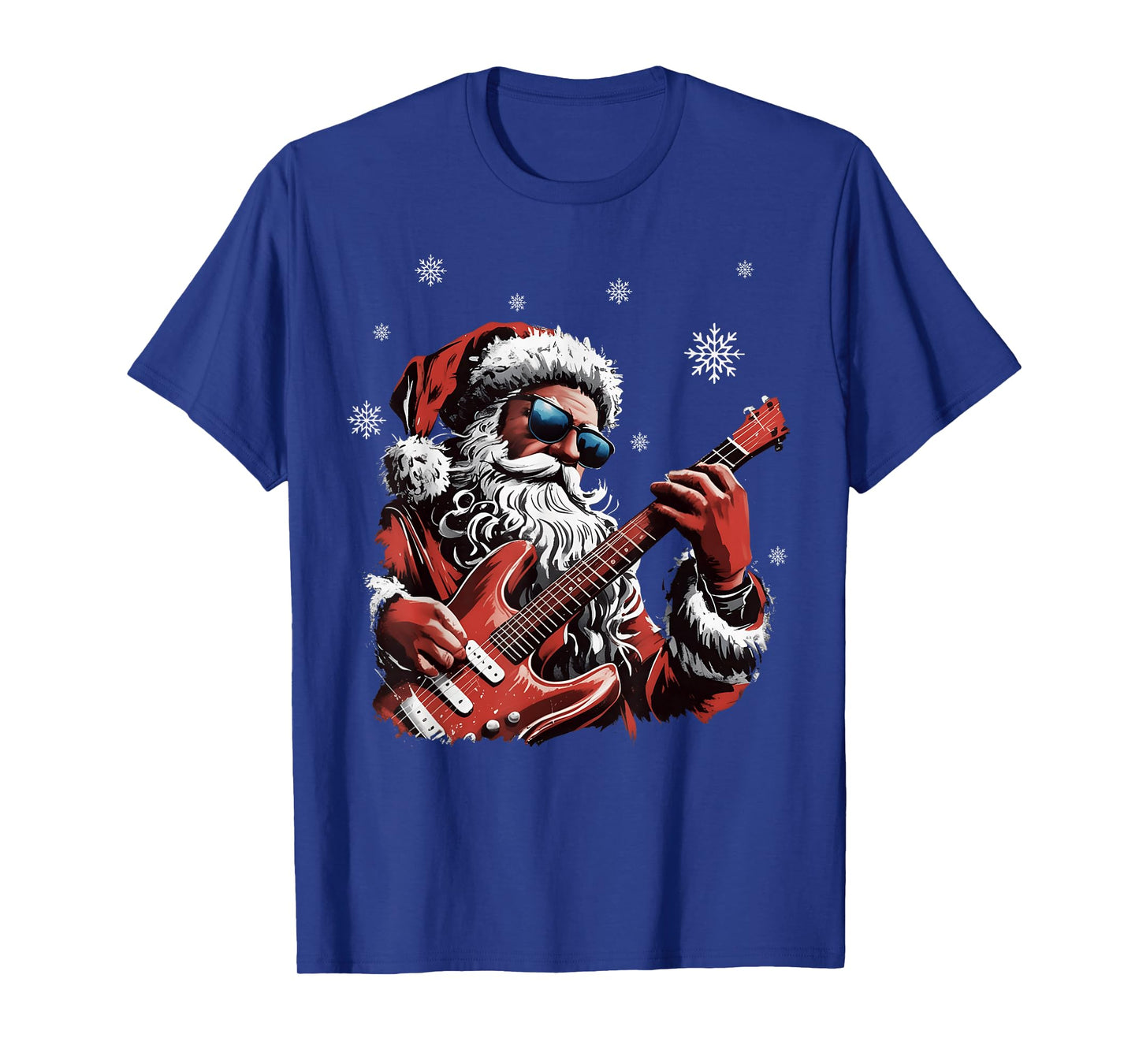 Funny Christmas Rock Santa Claus Playing Guitar Men Boy Kid T-Shirt
