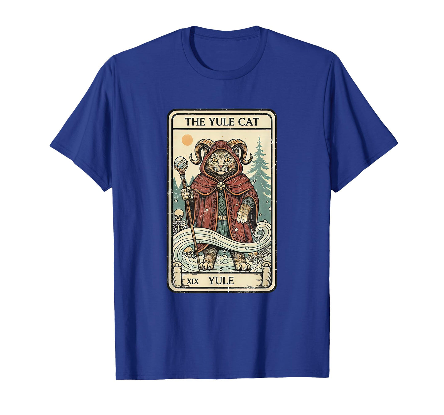 Retro Vintage The Yule Cat Tarot Card Christmas Holiday Xmas T-Shirt