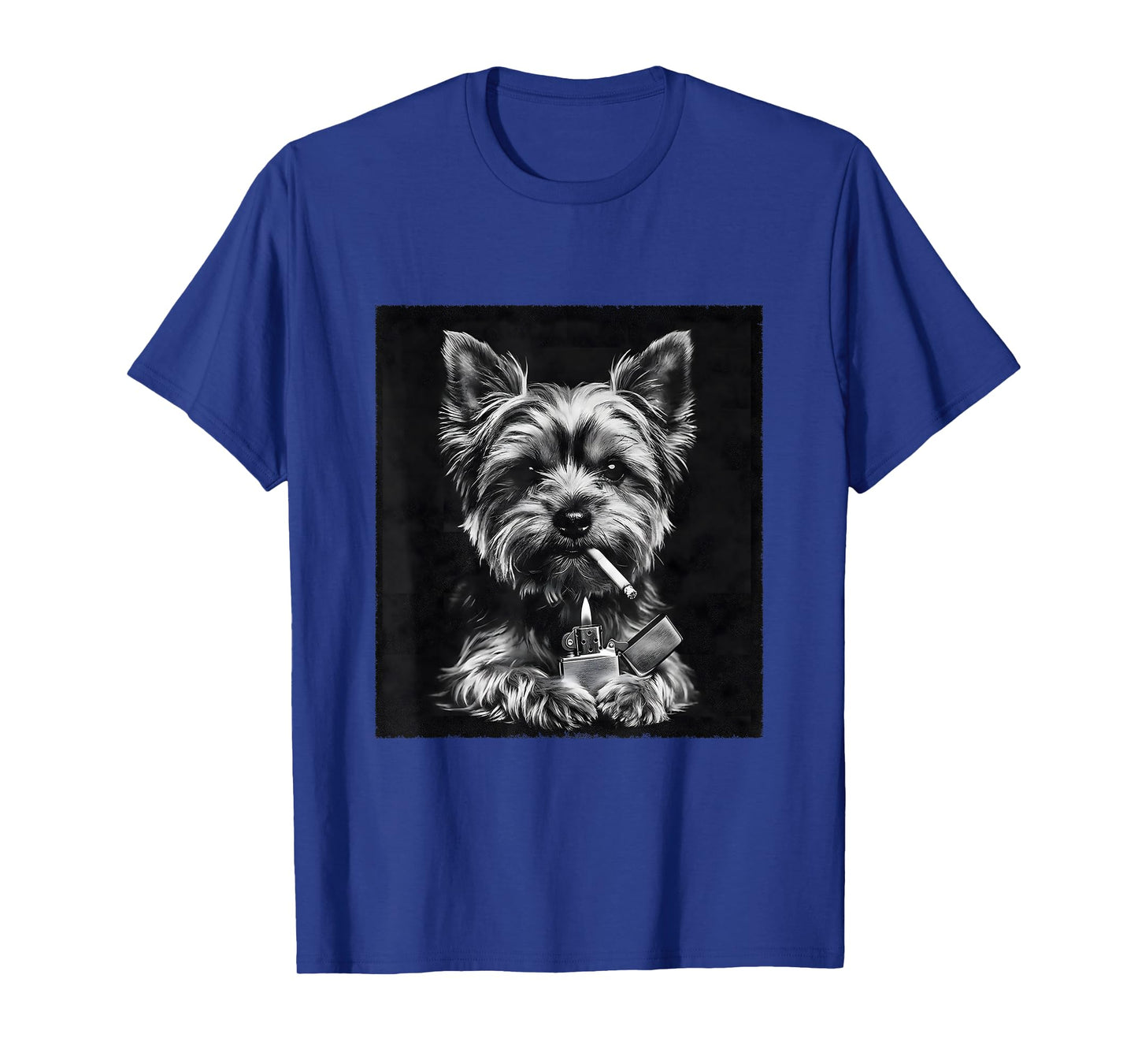 Yorkie Smoking Cigarette Funny Dog Photography Meme T-Shirt