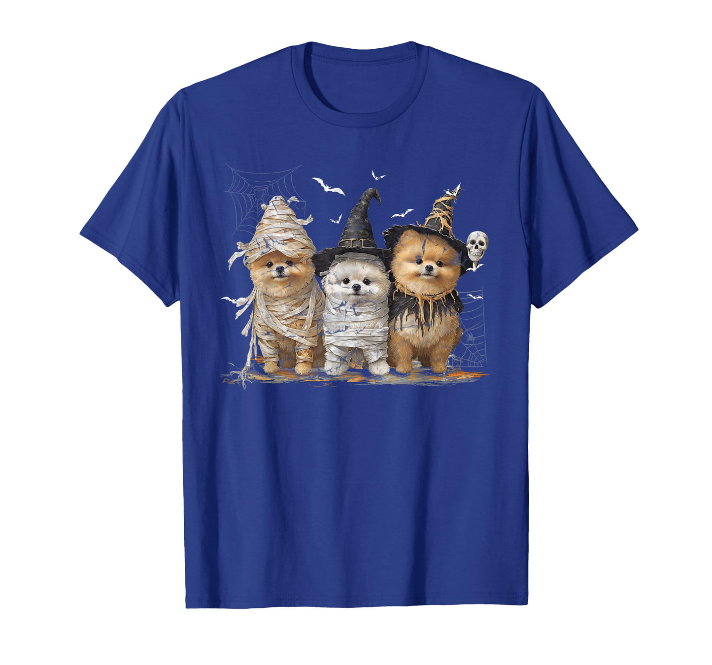 Cute Pomeranian Dog Dressed Ghost Funny Halloween T-Shirt