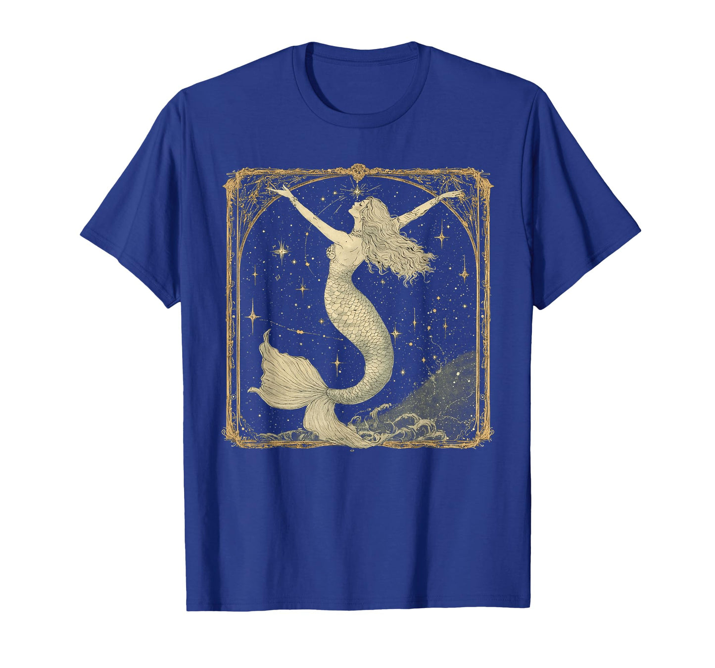 Vintage Mermaid Graphic Art Celestial Ocean Illustration T-Shirt