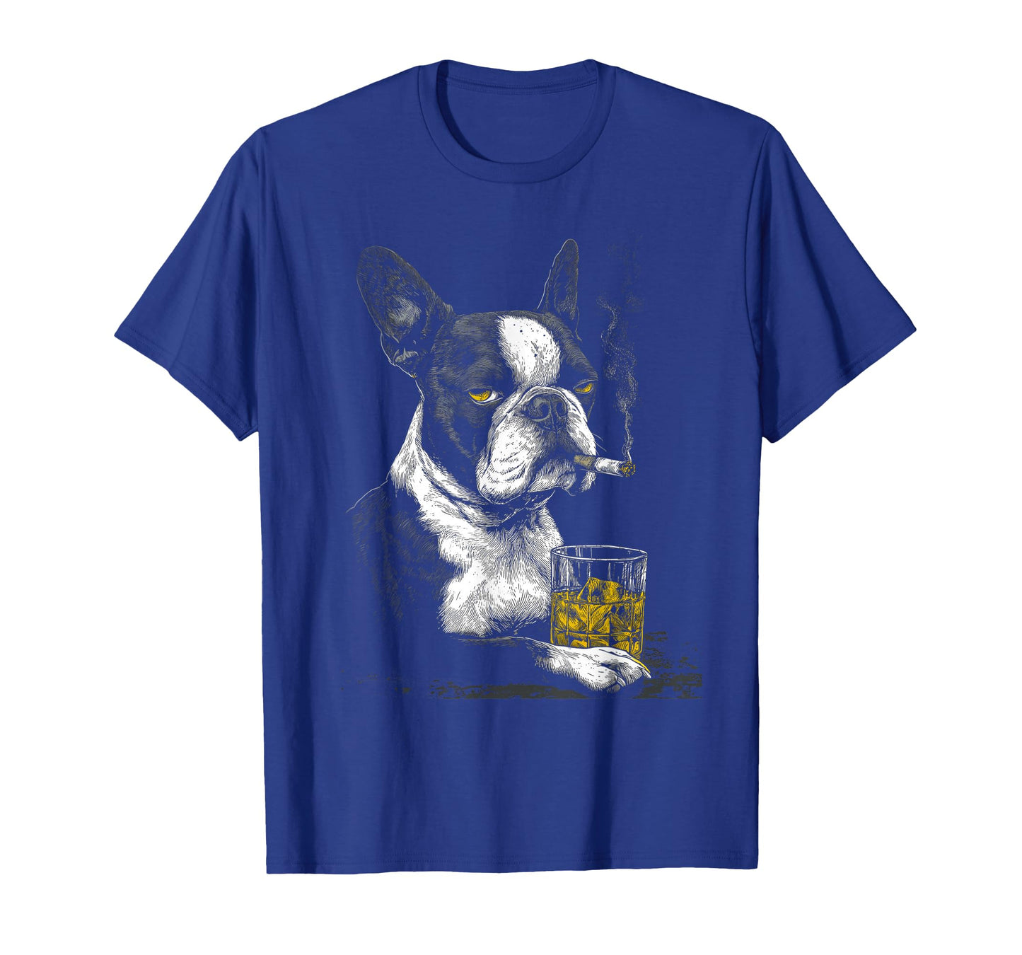 Boston Terrier Smoking Cigarette Whisky Lover Funny Dog T-Shirt