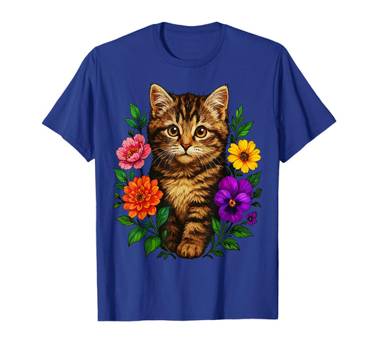 Cat Flower Cute Floral Kitten T-Shirt