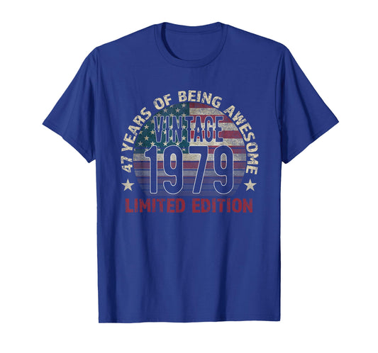 47th Birthday Gift Men Vintage Born 1979 Turning 47 Year Old T-Shirt