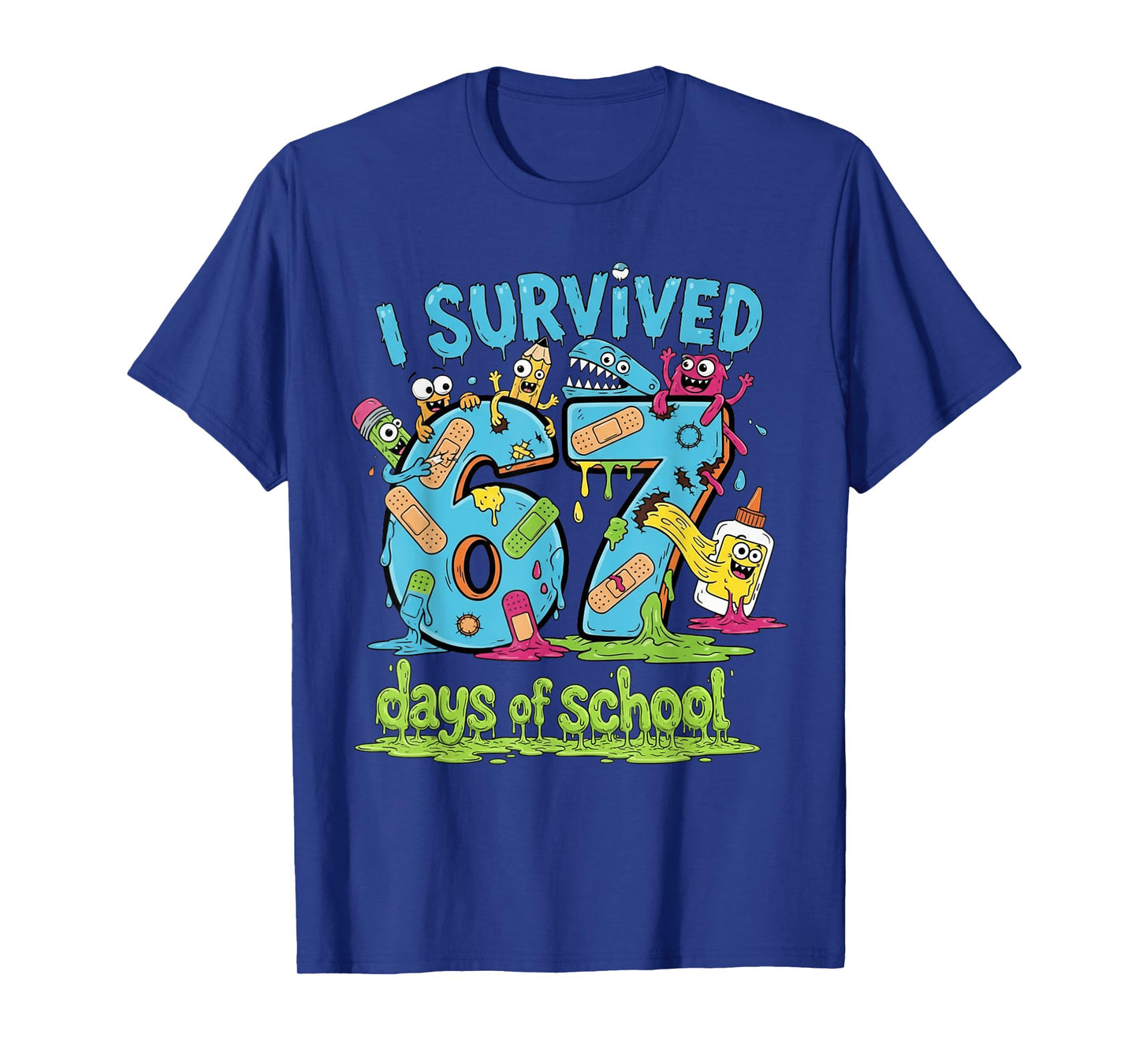 I Survived 67 Days of School Teachers Students Monster T-Shirt