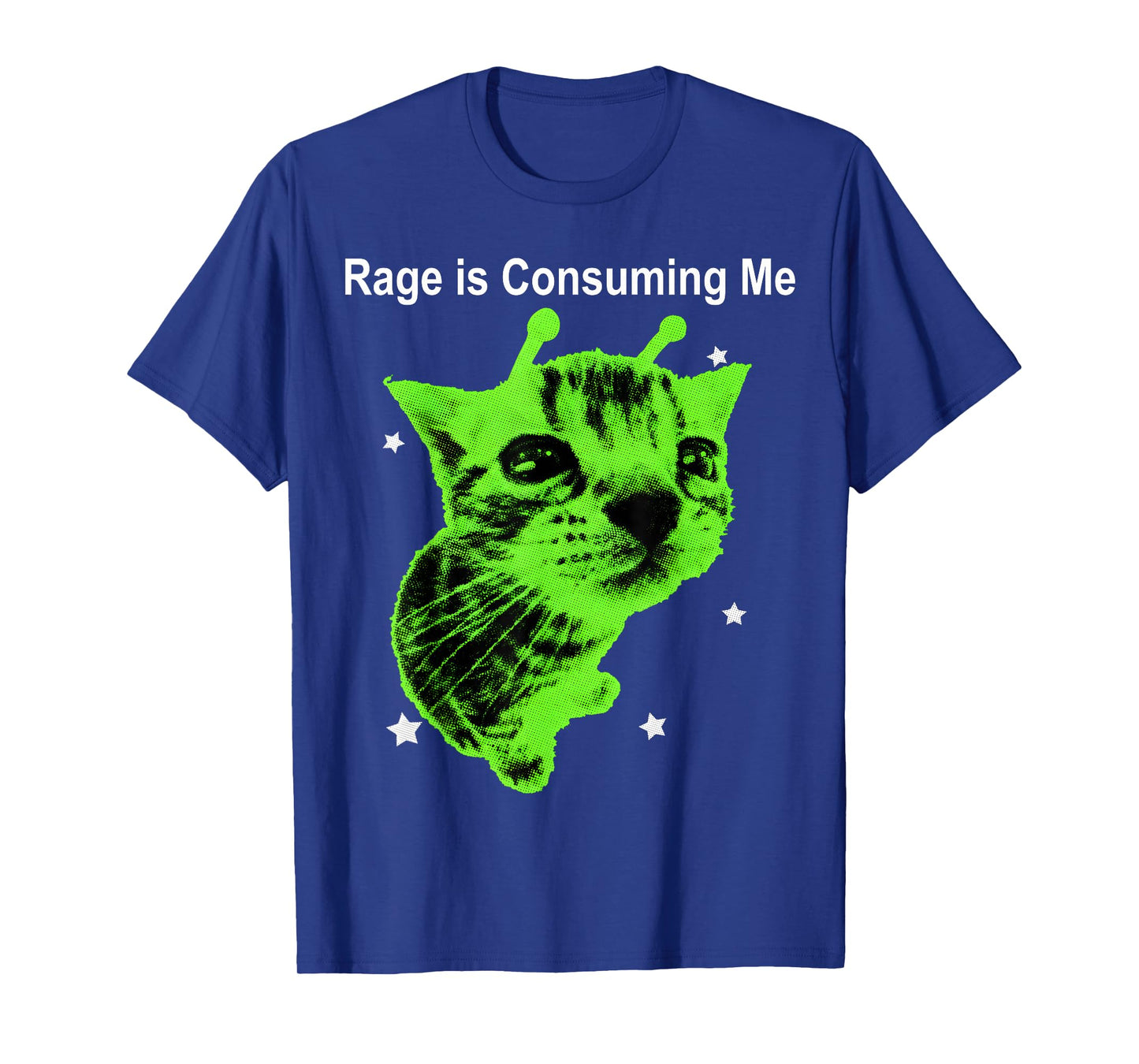 Rage is Consuming Me Alien Cat Silly Staring Cat Meme Funny T-Shirt