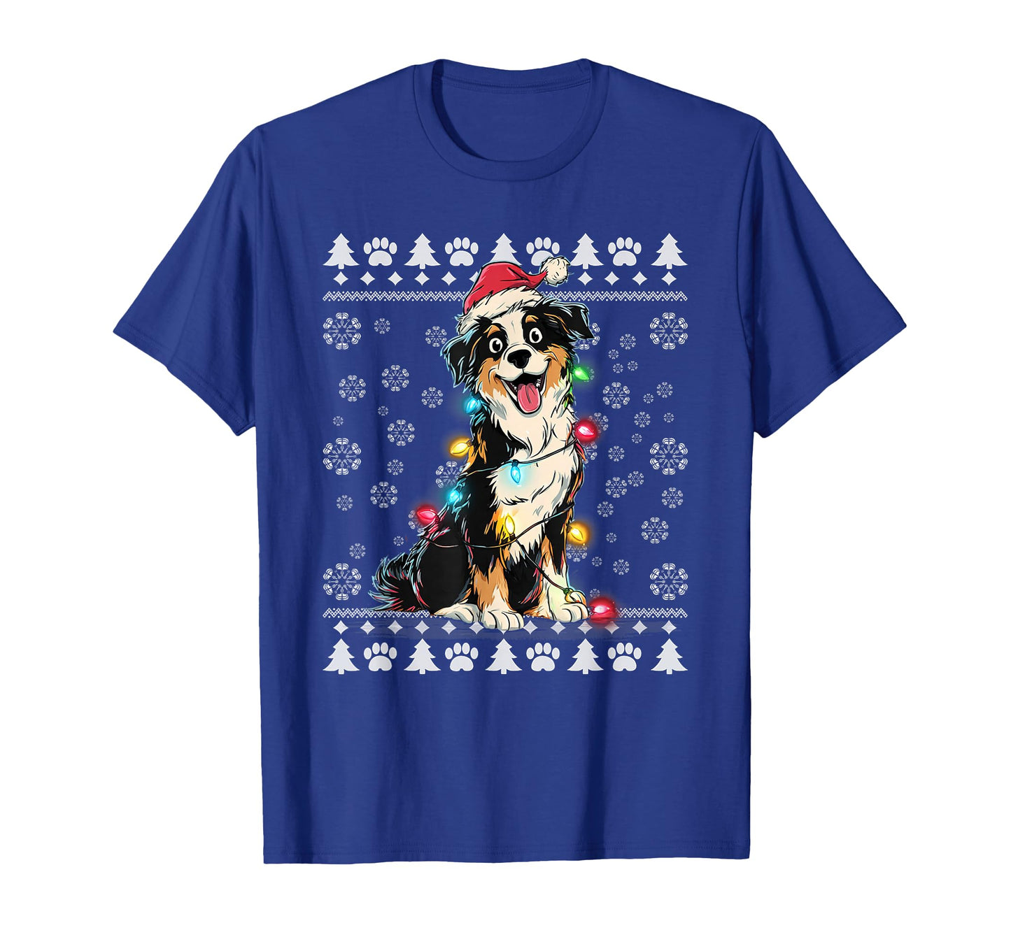 Australian Shepherd Christmas Ugly Sweater Funny Dog Xmas T-Shirt