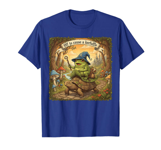 Off to Cause A Kerfuffle Funny Meme Whimsical Frog Wizard T-Shirt