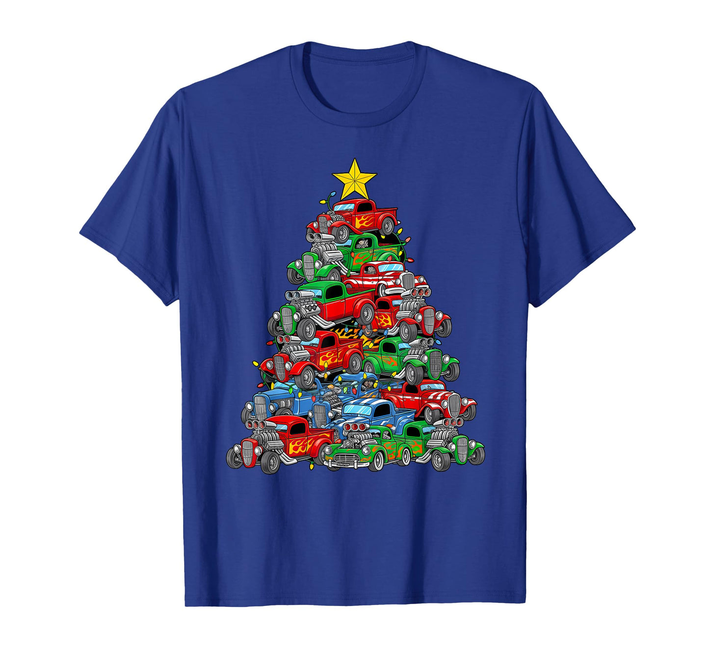Hot Rod Christmas Tree Muscle Car Boys Men Xmas Classic Cars T-Shirt