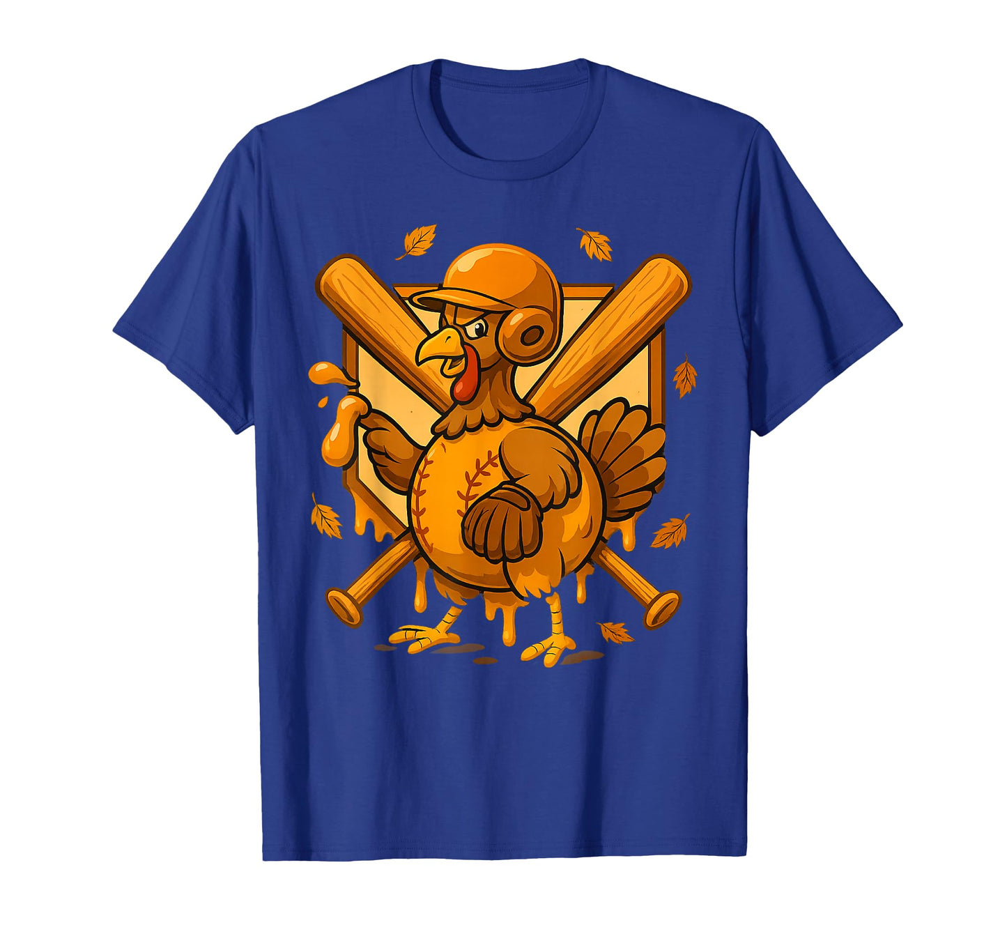 Turkey Baseball Thanksgiving Funny Batter Drip Youth Boys T-Shirt