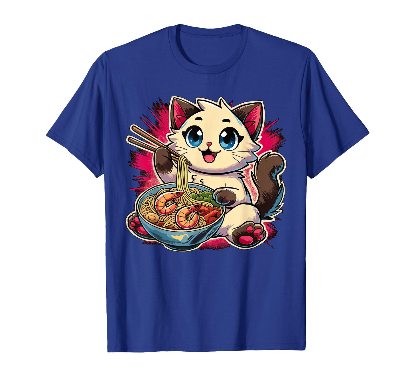 Siamese Cat Eating Ramen T-Shirt