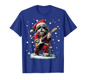 Christmas Shih Tzu Playing Guitar Funny Musician Dog Music T-Shirt