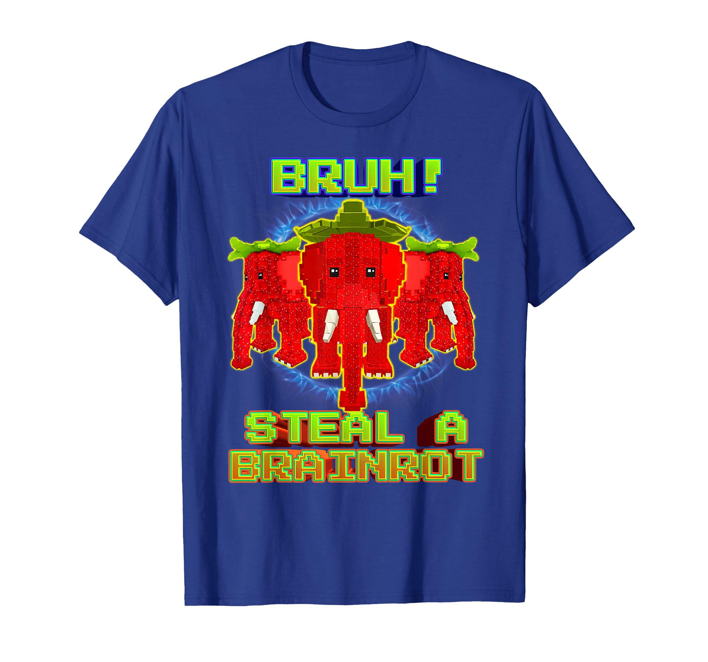 Bruh Funny Strawberry Elephant Brainrot for Boys Kids Teens T-Shirt