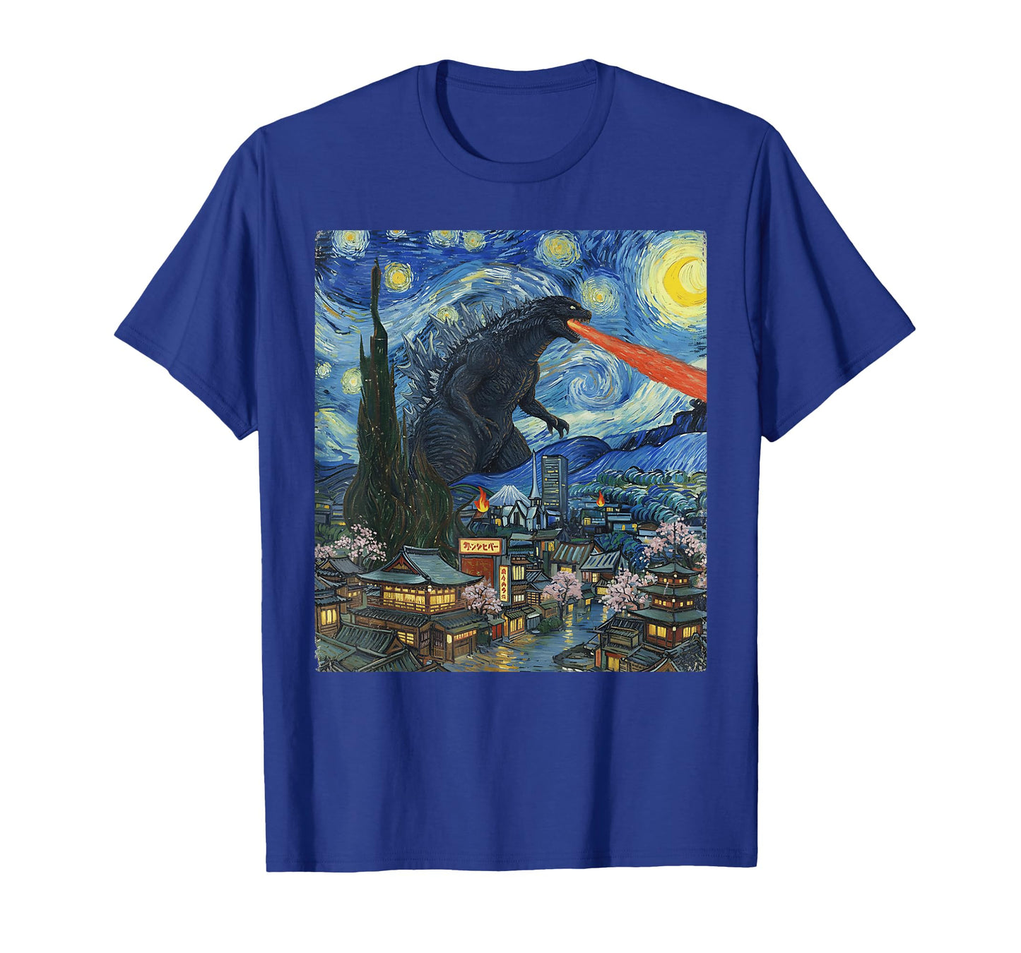 Kaiju Monster Japanese Vangogh starrynight Vintage T-Shirt