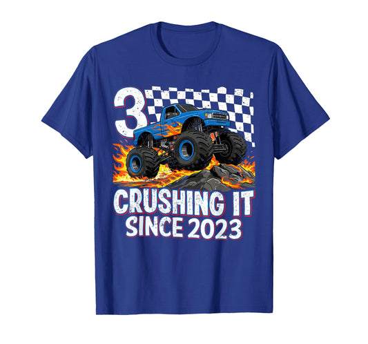 3rd Birthday Monster Truck 3 Year Old Boys Party Born 2023 T-Shirt