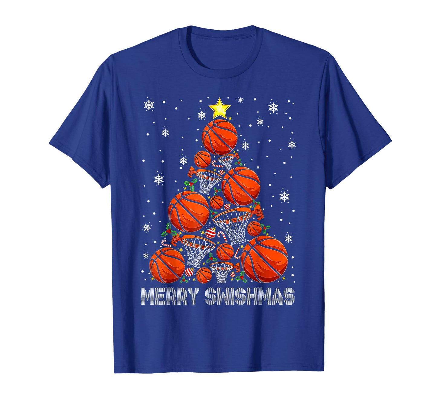 Merry Swishmas Basketball Christmas Tree Xmas Men Boys Kids T-Shirt