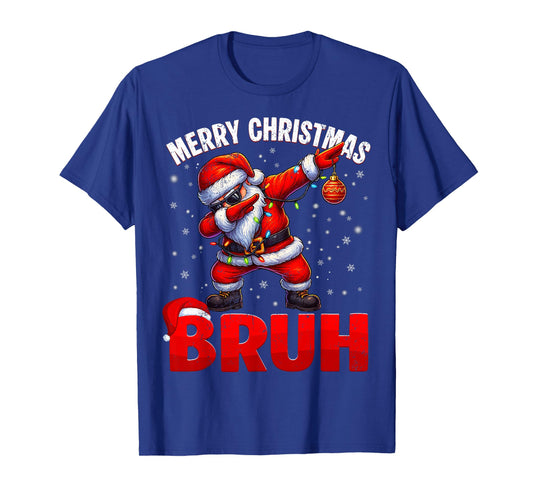 Merry Christmas Bruh Funny Santa Christmas PJs Men Boys Kids T-Shirt