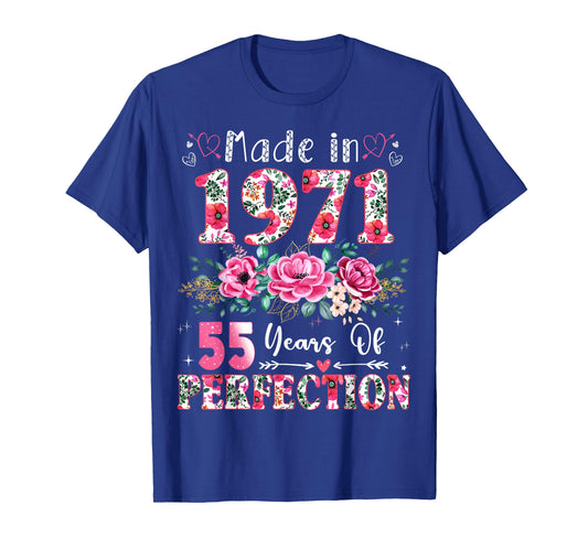 55 Year Old Made in 1971 Floral 55th Birthday Women T-Shirt