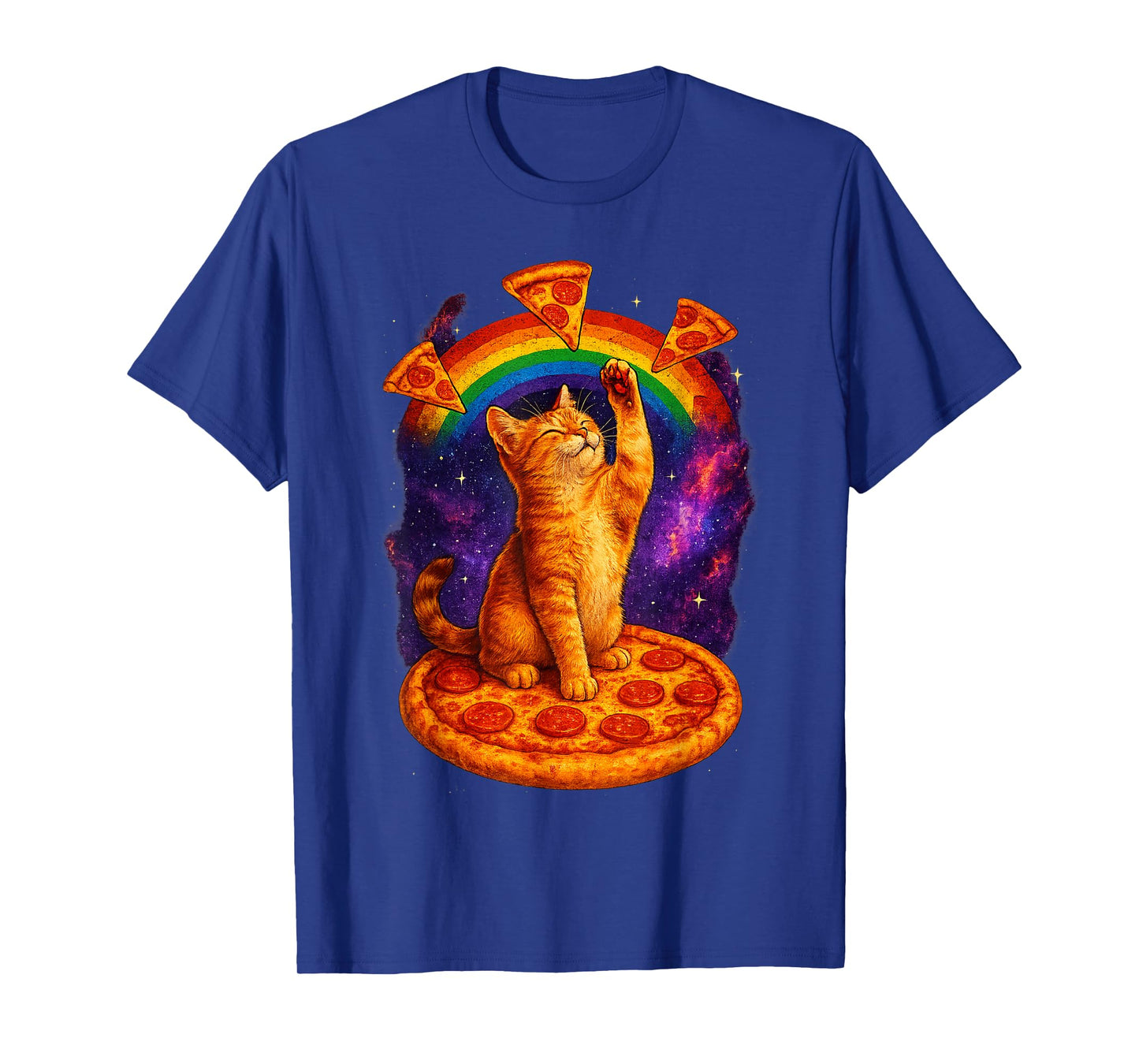 Space Cat Pizza Rainbow Cat Galaxy Cute Kitty in Space T-Shirt