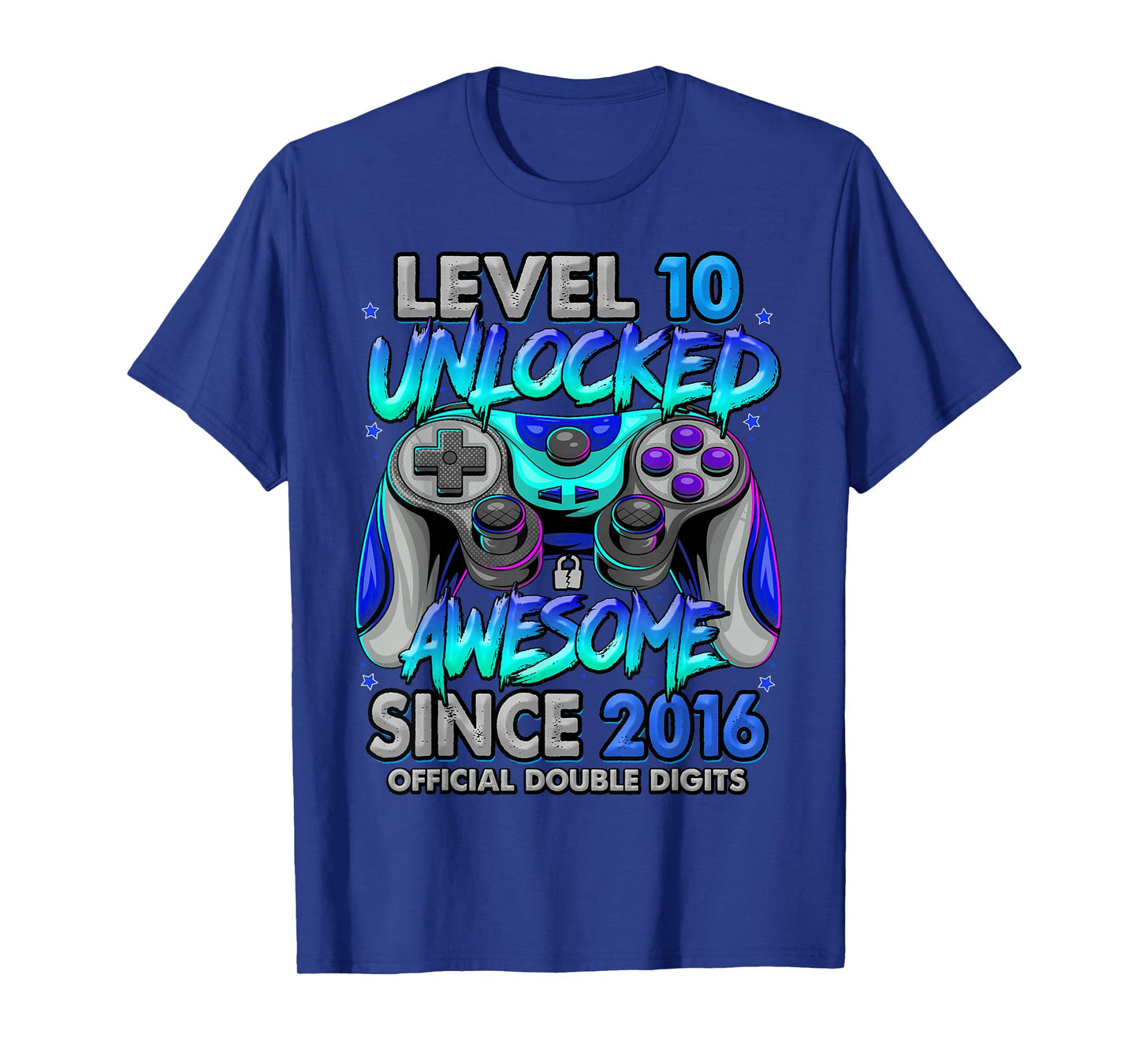 Level 10 Unlocked Awesome Since 2016 10th Birthday Gaming T-Shirt