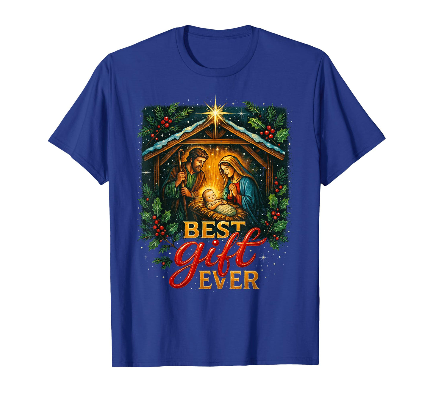 Jesus Nativity Scene Faithful Christmas Christian Design T-Shirt