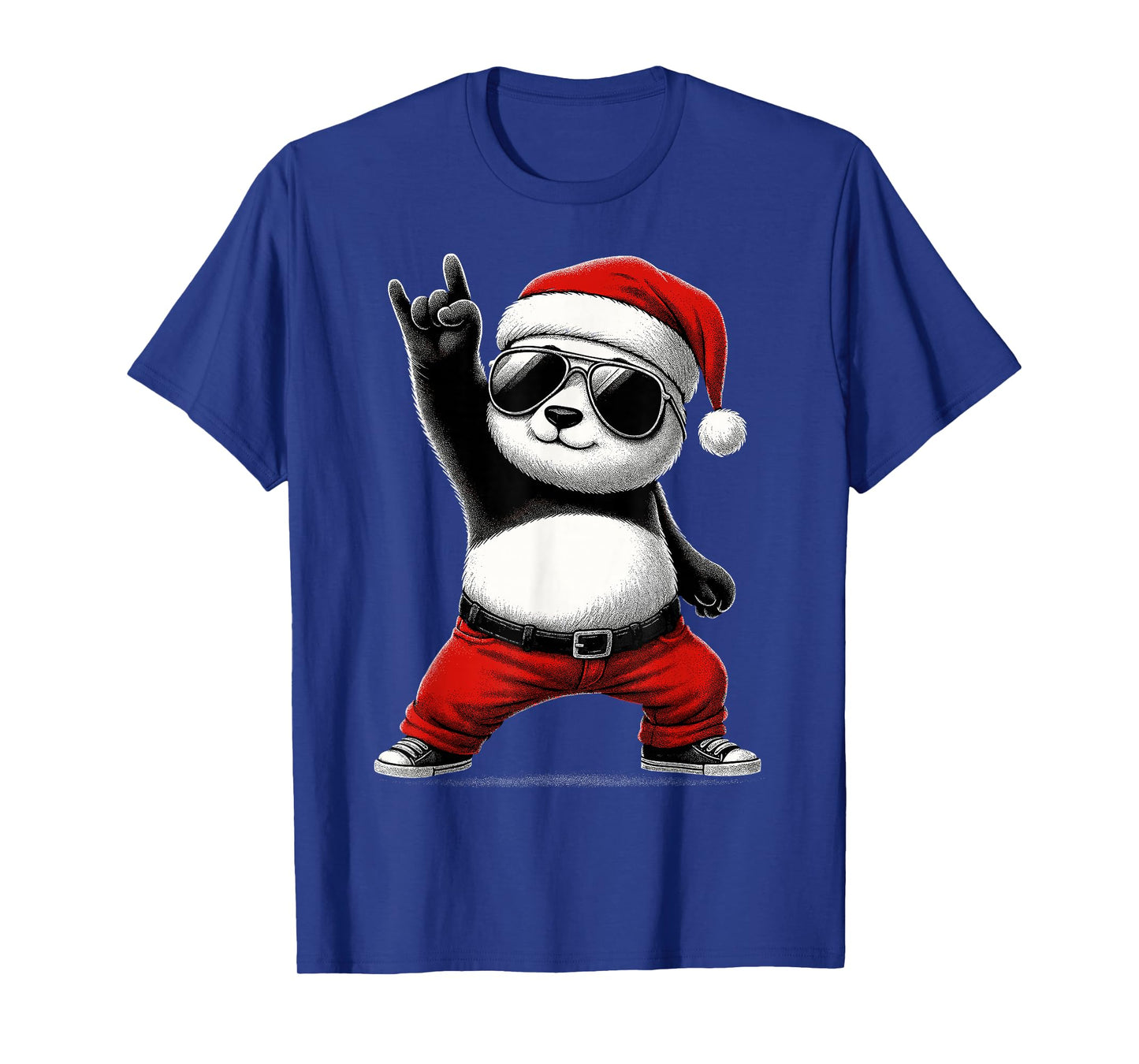 Panda Santa Rock On Men Women Kids Funny Panda T-Shirt