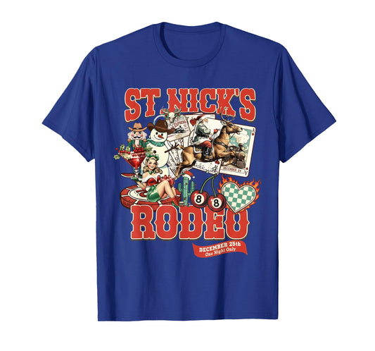 St. Nick’s Rodeo Retro Western Christmas Collage Santa T-Shirt