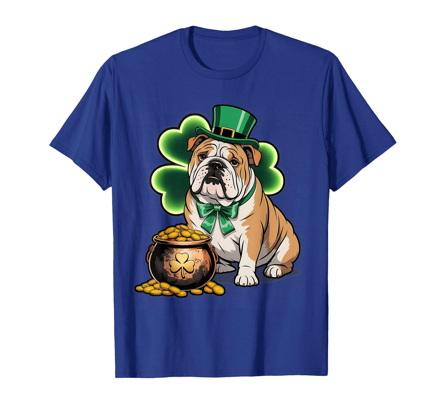 Cute English Bulldog Shamrock Women Men St Patricks Day T-Shirt