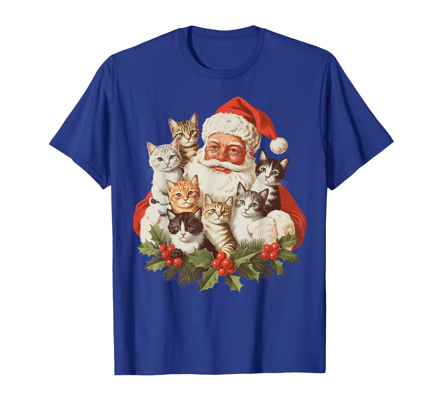Santa Claus and Kittens Cats Christmas T-Shirt