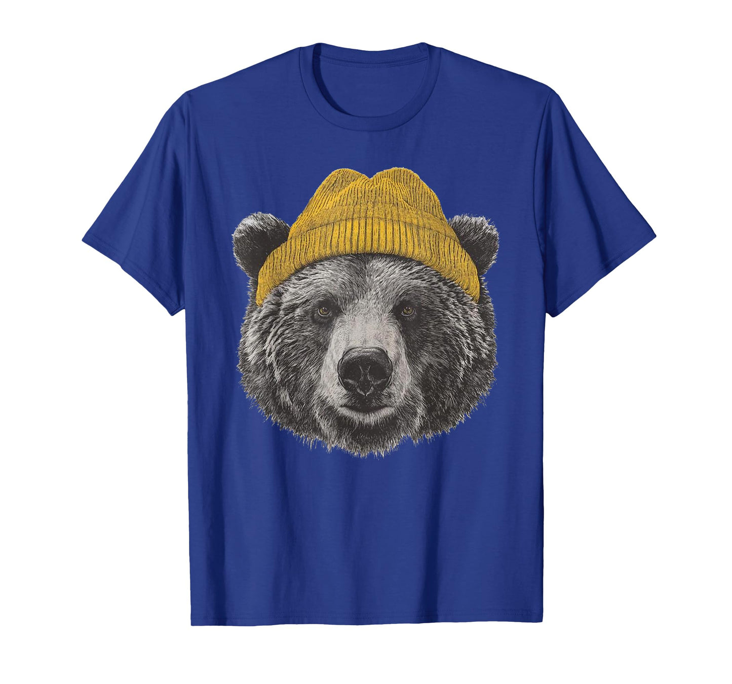 Retro Grizzly Bear in Beanie Wilderness Nature Camping T-Shirt