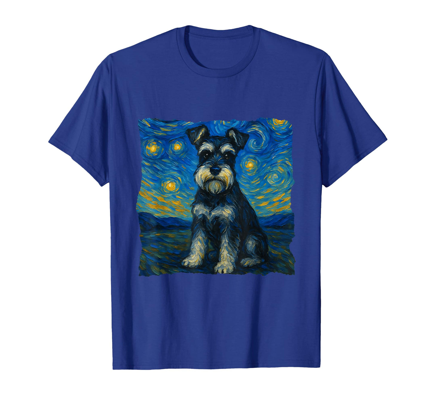 Schnauzer Dog Art Starry Night Style Painting Dog Lovers T-Shirt