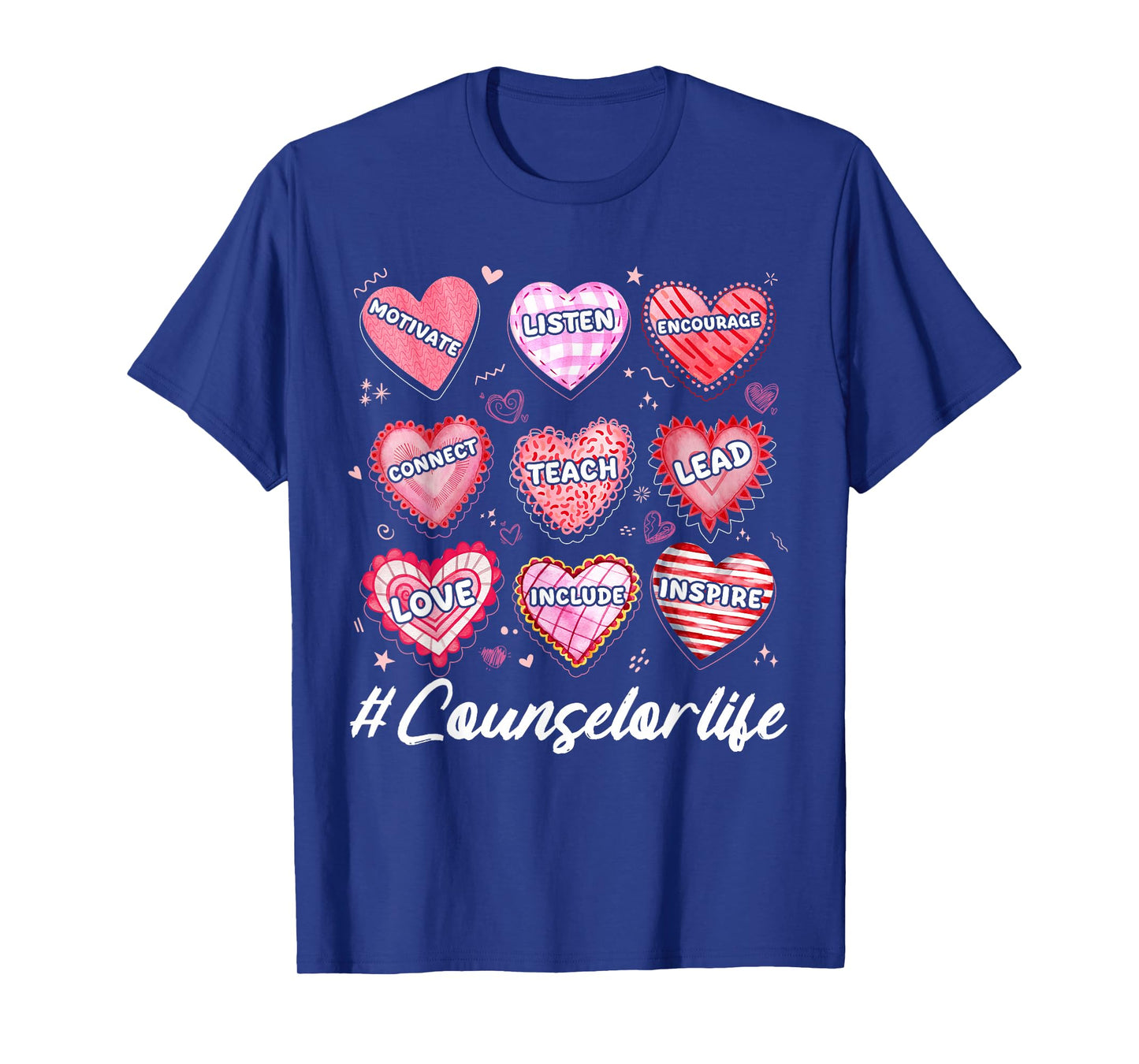 School Counseling Counselor Life Hearts School Valentine T-Shirt