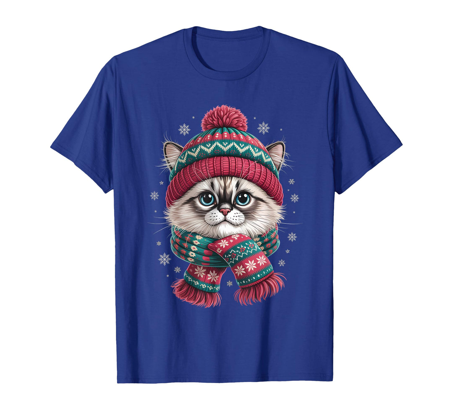 Funny Ragdoll Cat Santa Hat Christmas Lights T-Shirt