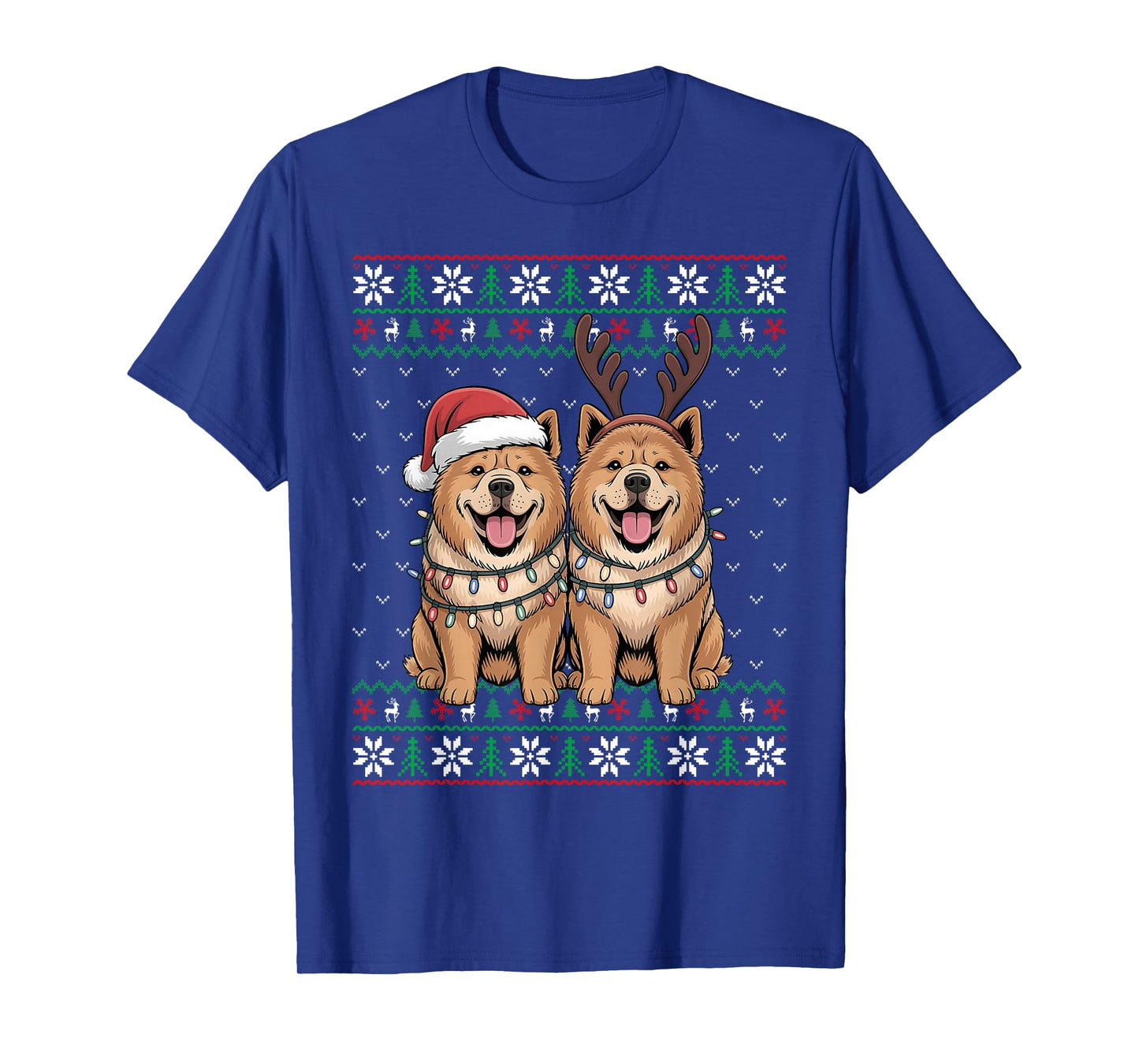 Ugly Xmas Lights Men Women Chow Chow Dog Christmas Sweater T-Shirt