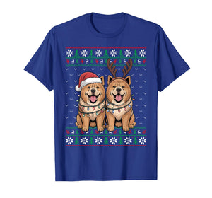 Ugly Xmas Lights Men Women Chow Chow Dog Christmas Sweater T-Shirt