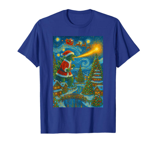 Kaiju Christmas Van Gogh Starry Night Japanese Monster T-Shirt