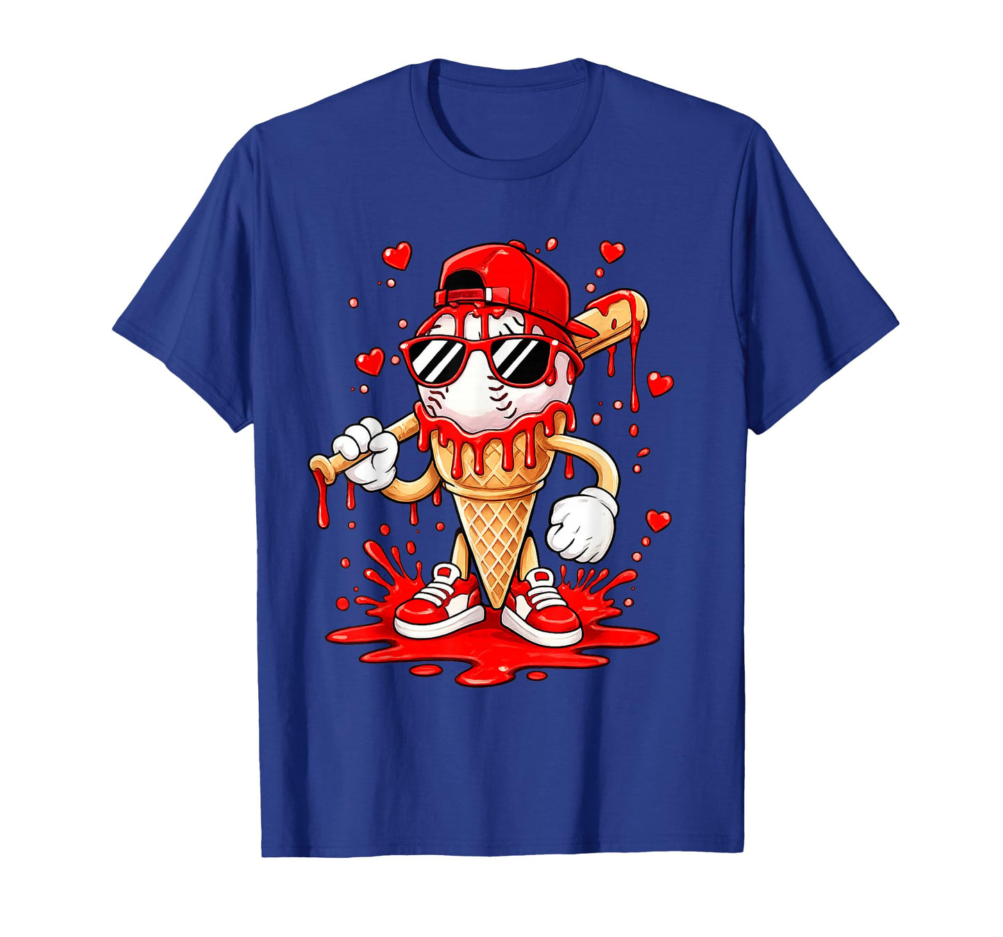 Baseball Ice Cream Drip Street Art Cute Character T-Shirt