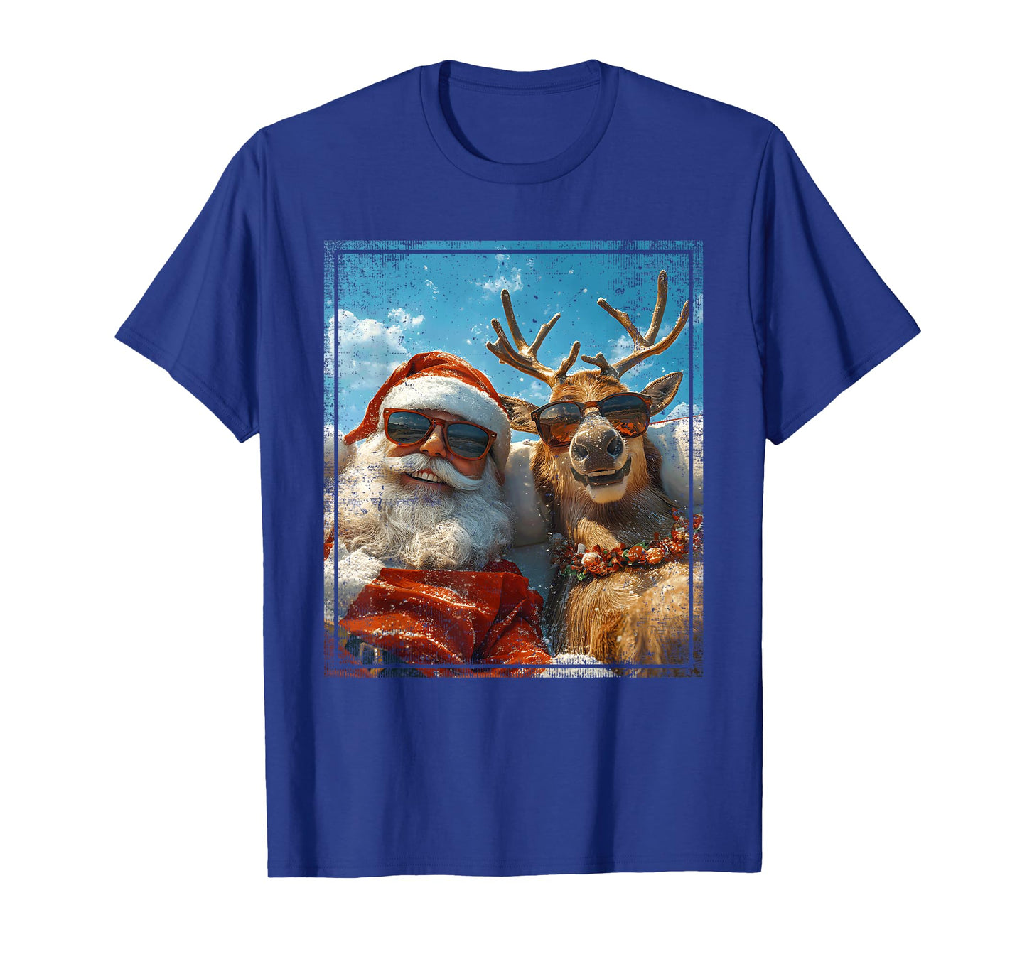 Santa and Reindeer Selfie Funny Christmas Vacation T-Shirt
