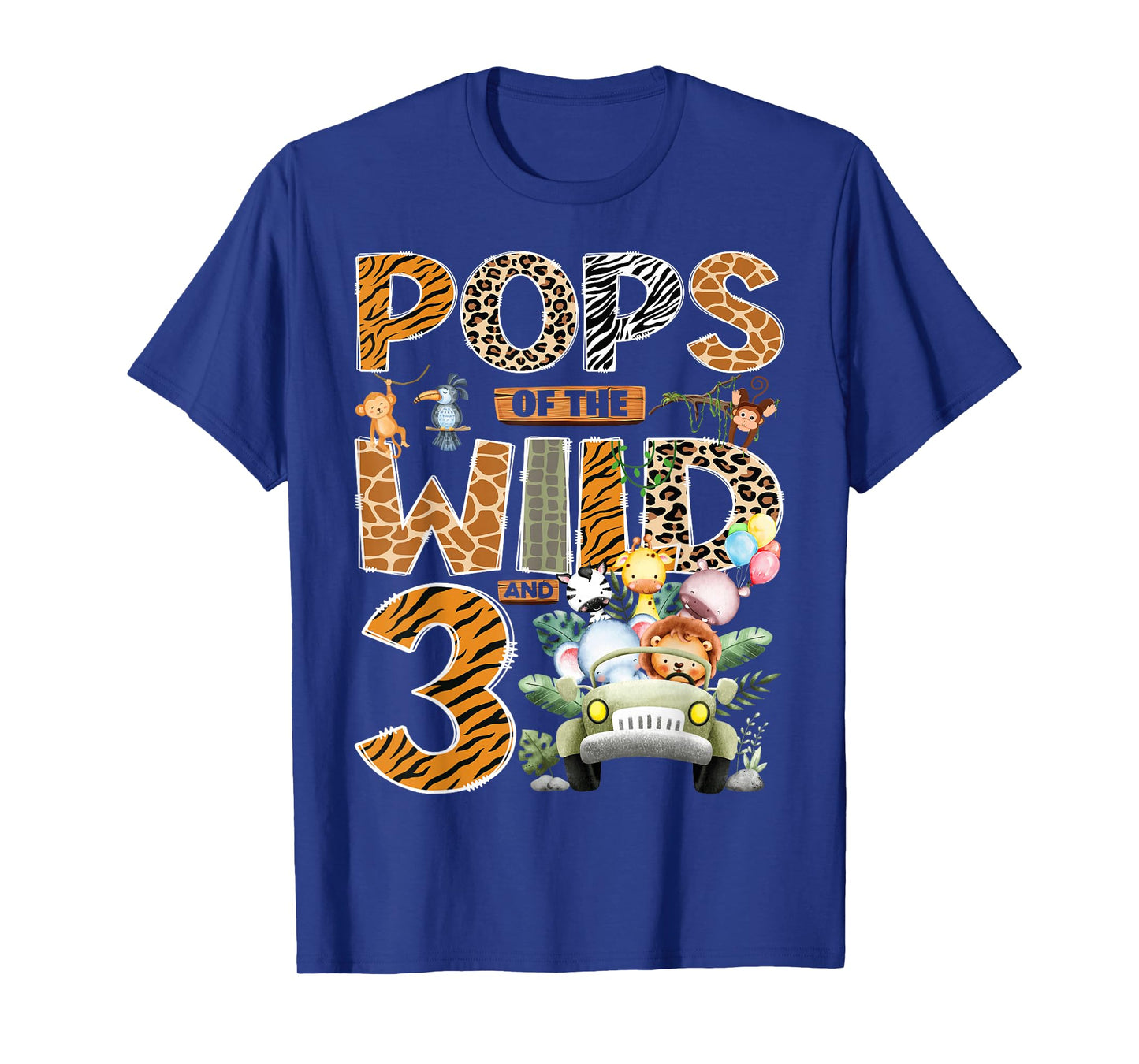 Pops of The Wild Three 3rd Birthday Boy Safari Jungle T-Shirt