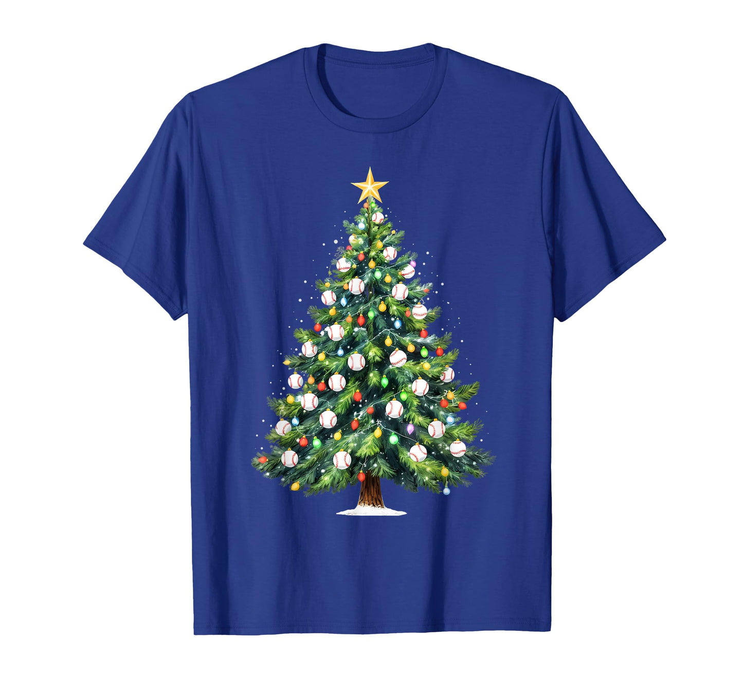 Christmas Baseball Tree Lights Funny Xmas Family Holiday T-Shirt