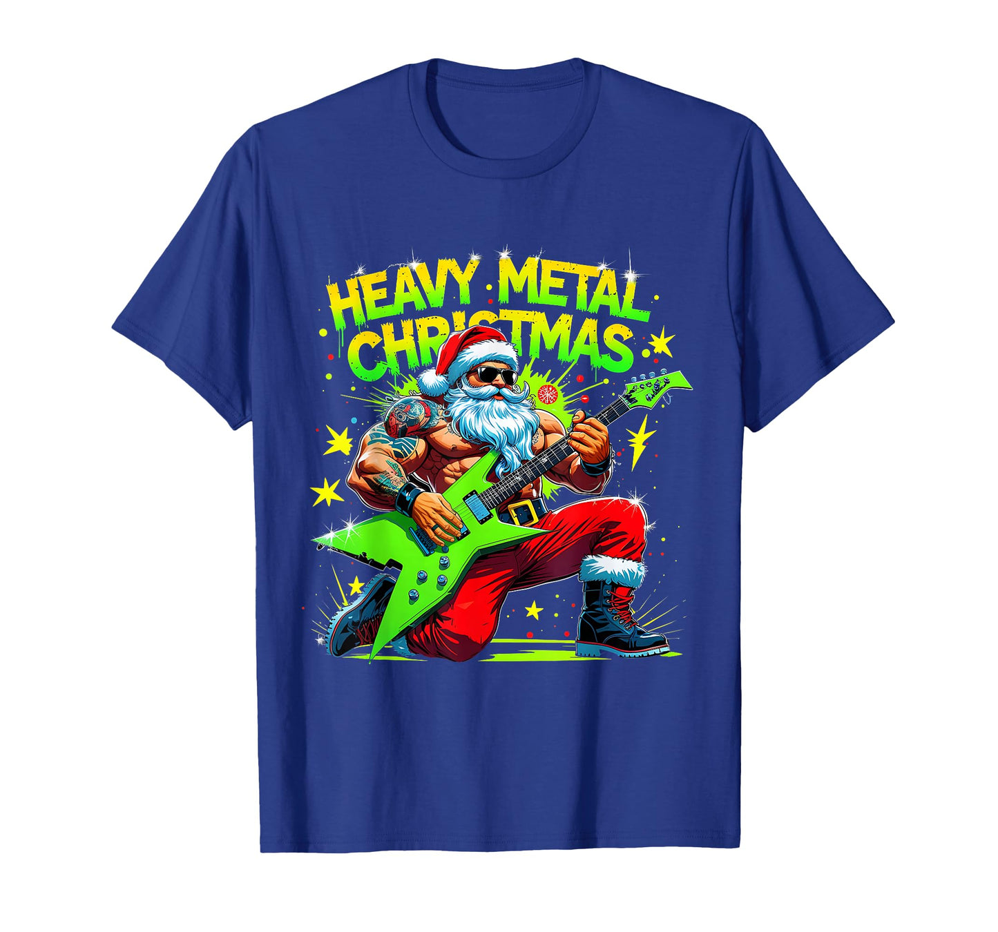 Heavy Metal Christmas Santa Rock Guitar Design T-Shirt