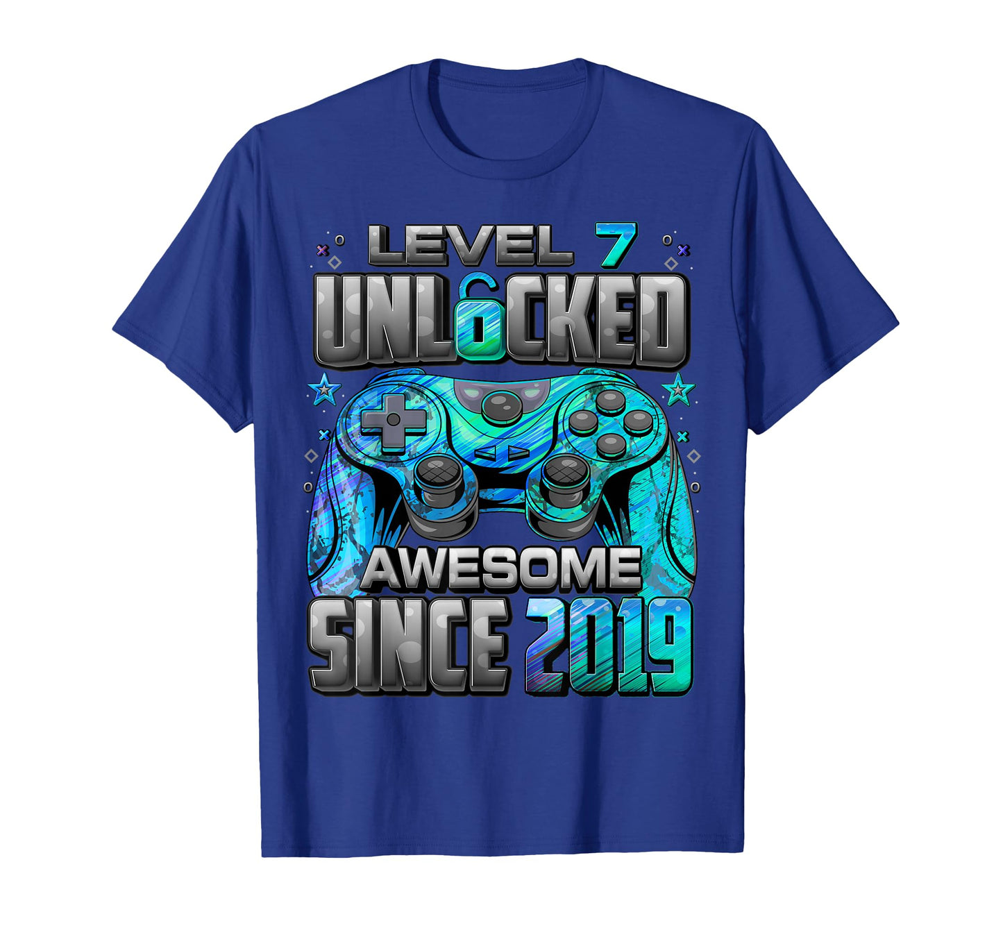 Level 7 Unlocked Awesome Since 2019 7th Birthday Gaming T-Shirt