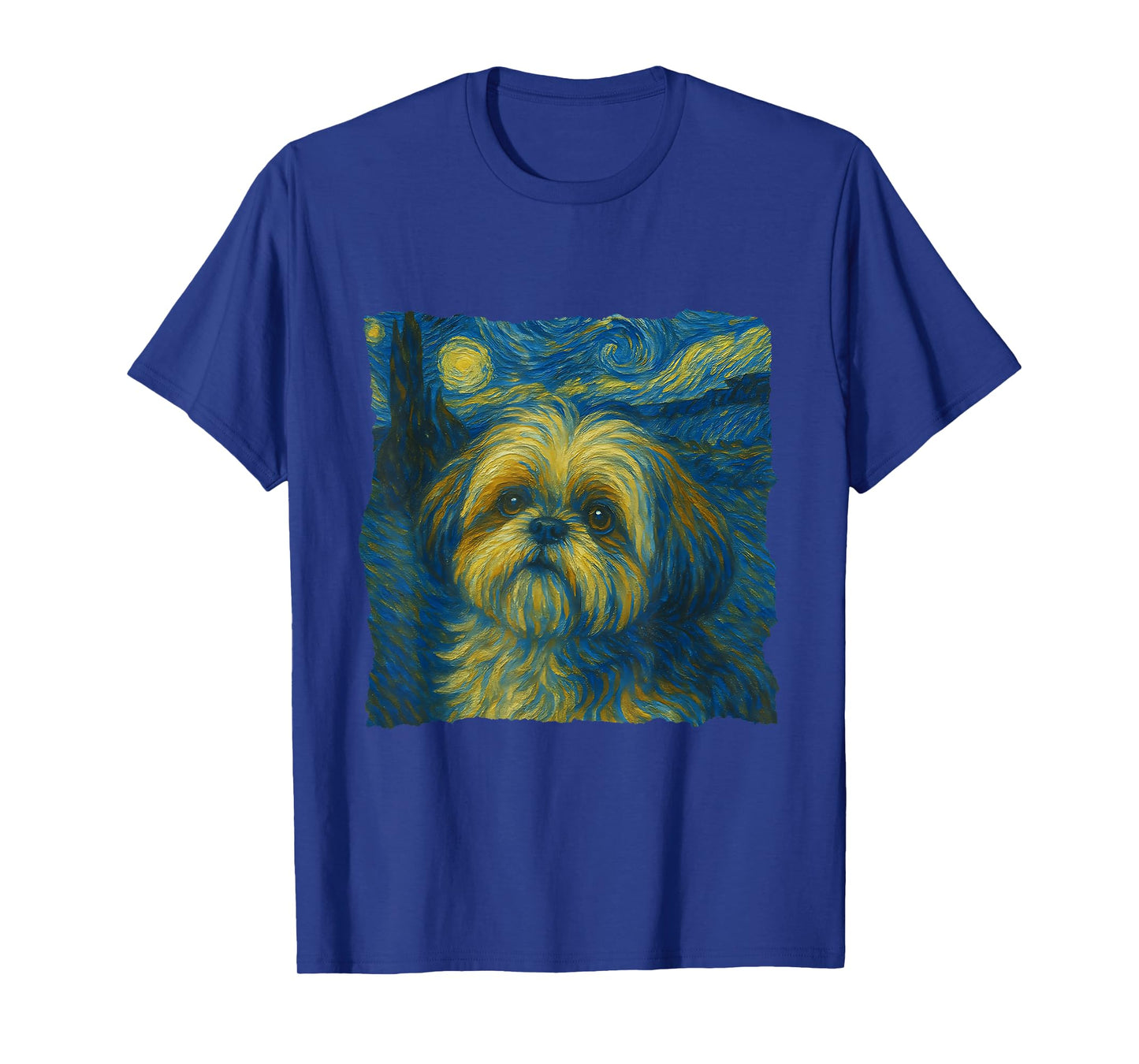 Shih Tzu Dog Art Starry Night Style Painting Dog Lovers T-Shirt