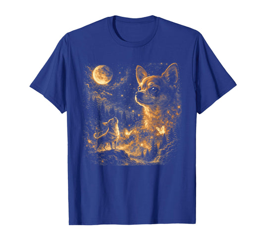 Chihuahua Howling Moon Vintage 90s Wolf Spirit Celestial Dog T-Shirt
