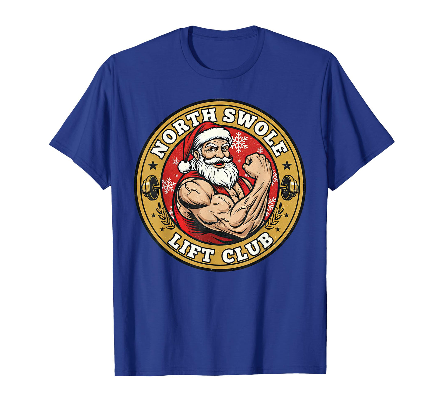 North Swole Lift Club Bodybuilder Santa Christmas Fitness T-Shirt