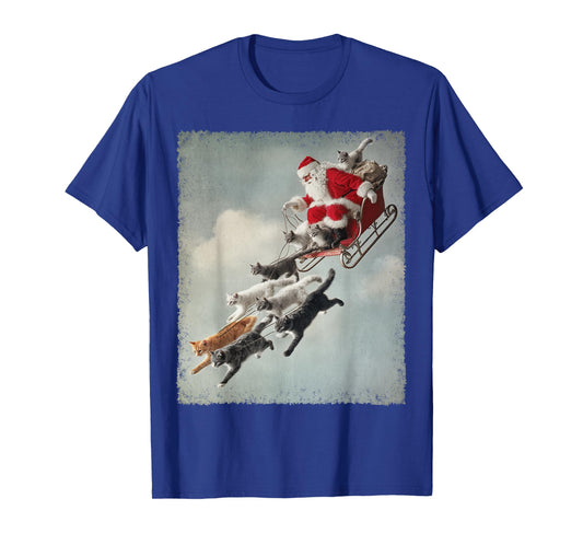 Cats Pulling Santa's Sleigh Christmas T-Shirt