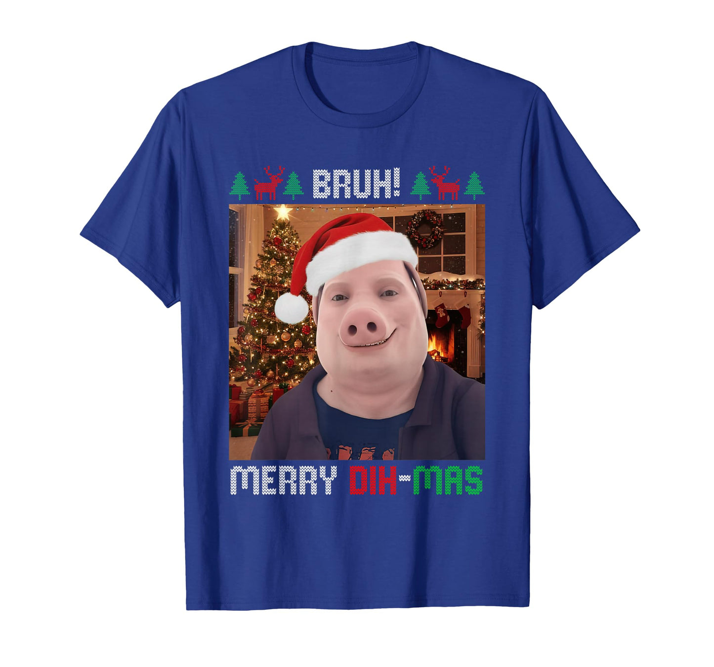 Bruh Merry Dih Mas Funny John Pork Christmas Brainrot Meme T-Shirt